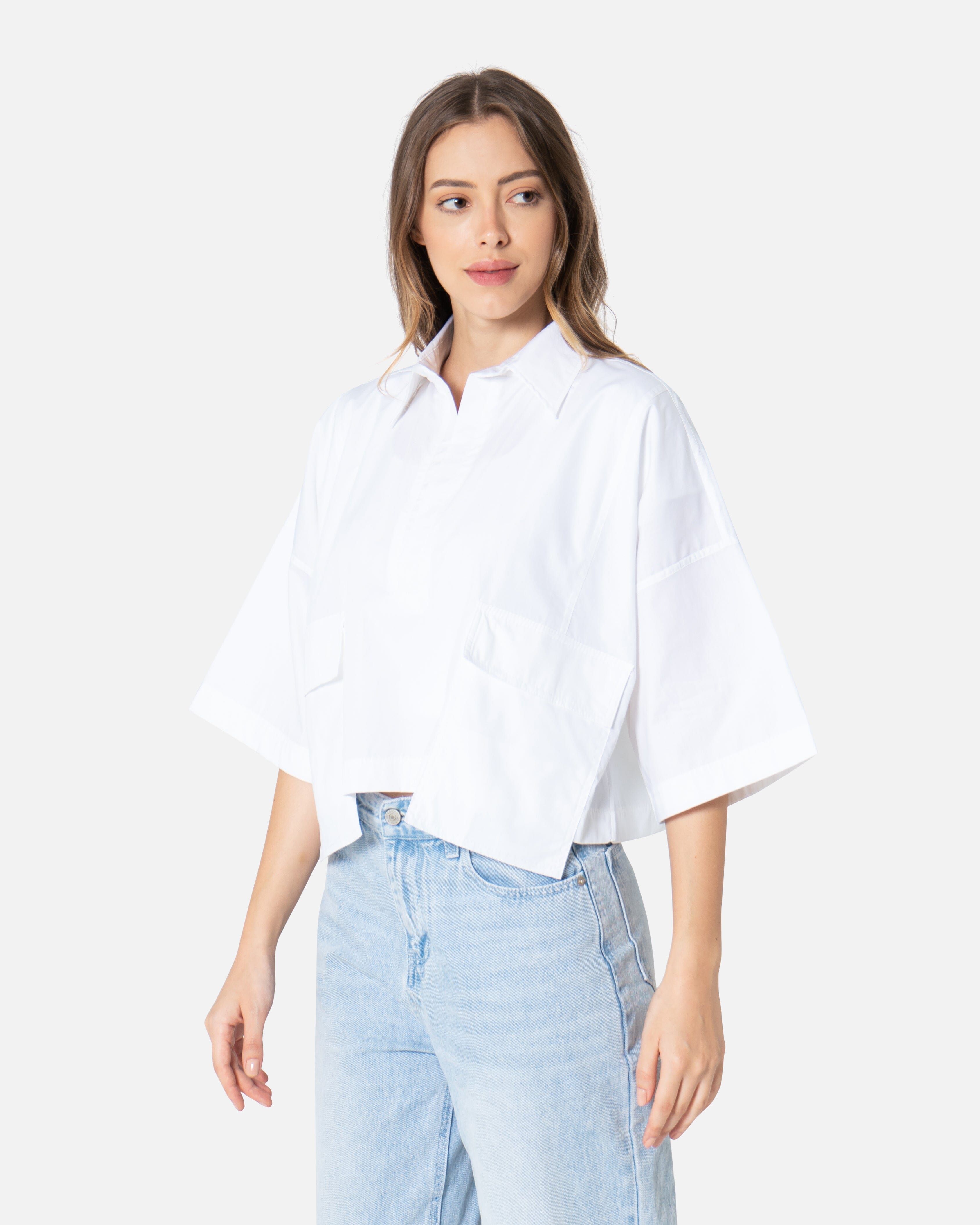 Poplin Pocket Shirt Cropped Shirt TheMakeovr 