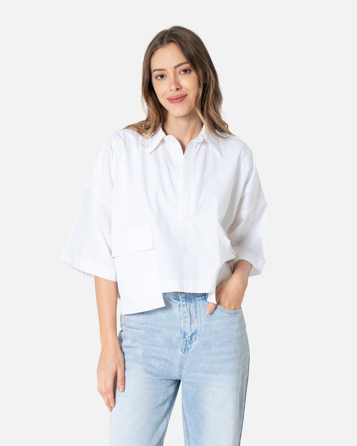 Poplin Pocket Shirt Cropped Shirt TheMakeovr 