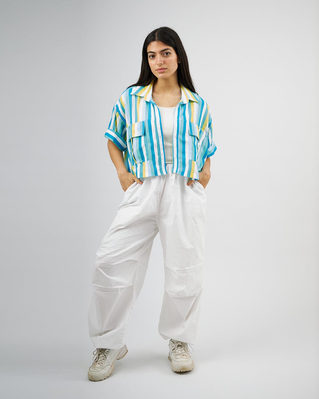 Blue Streak - Cropped Shirt Cropped Shirt TheMakeovr 