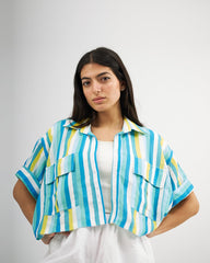 Blue Streak - Cropped Shirt Cropped Shirt TheMakeovr 