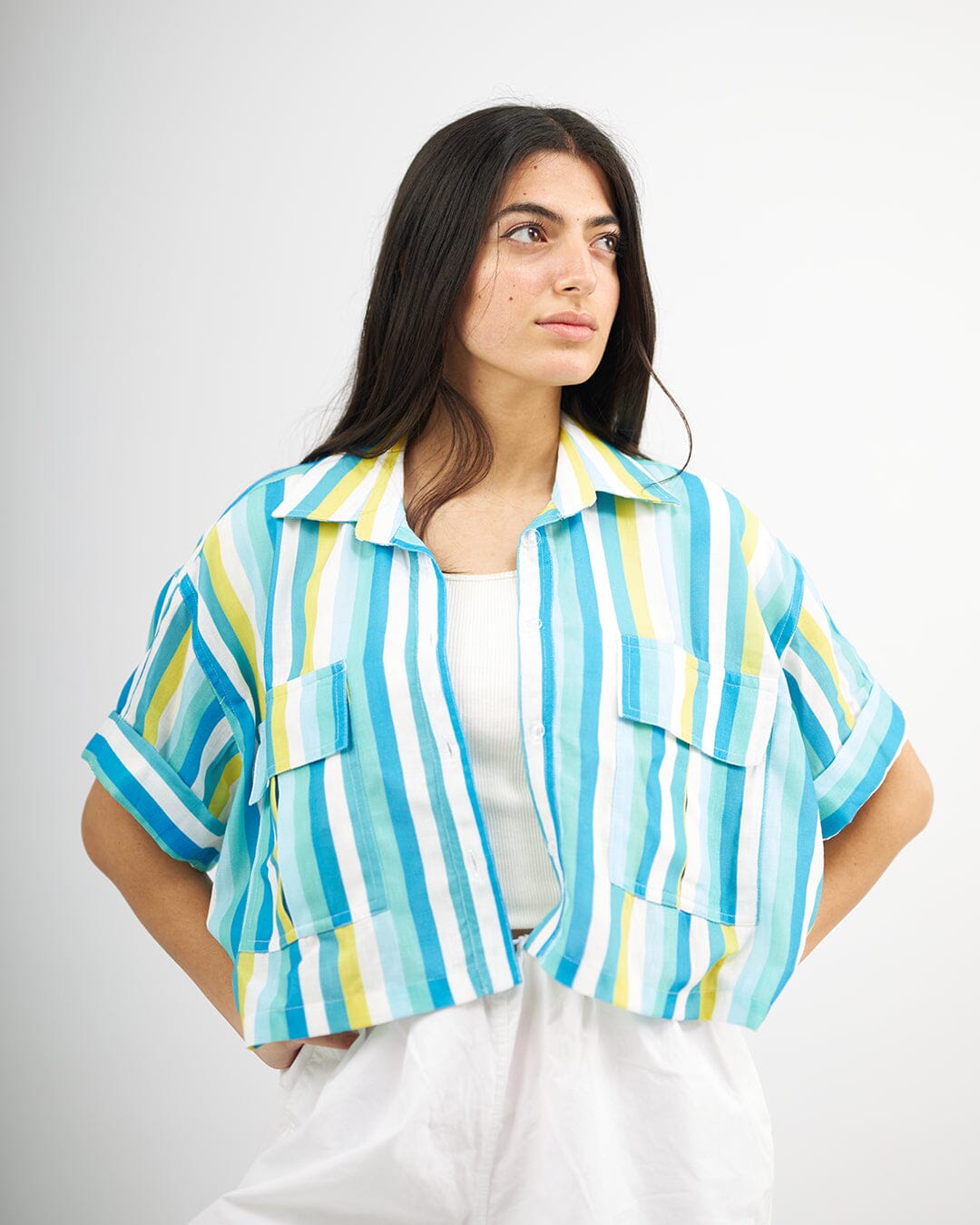 Blue Streak - Cropped Shirt Cropped Shirt TheMakeovr 