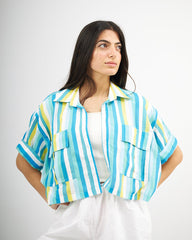 Blue Streak - Cropped Shirt Cropped Shirt TheMakeovr 