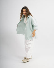 Mint Stripes - Oversized Shirt Oversized Long Sleeve Shirt TheMakeovr 