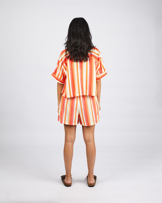 Orange - Streak Set Linen Outfit Set TheMakeovr One Size 