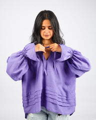 Purple - Ruffle Sleeve Blouse Blouse TheMakeovr One Size 