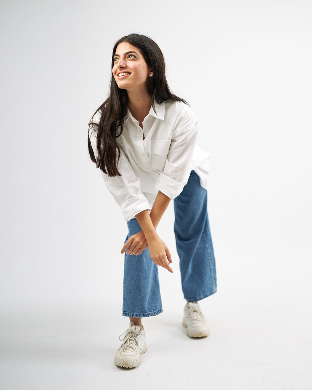 White Stapled - Poplin Oversized Shirt Oversized Long Sleeve Shirt TheMakeovr 